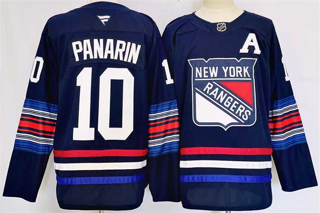 Men%27s New York Rangers #10 Artemi Panarin Navy 2024-25 Stitched Jersey